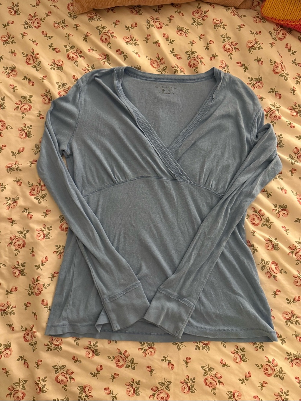 Blue babydoll long sleeve top
